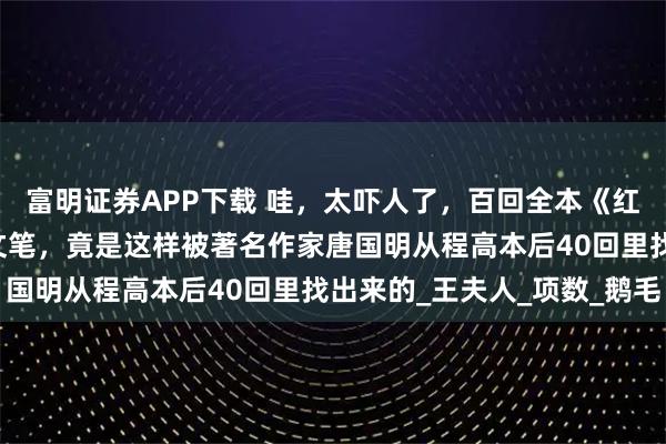 富明证券APP下载 哇，太吓人了，百回全本《红楼梦》后20回曹雪芹文笔，竟是这样被著名作家唐国明从程高本后40回里找出来的_王夫人_项数_鹅毛