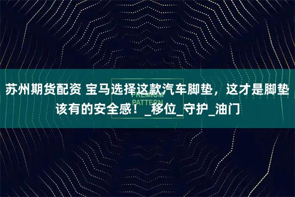 苏州期货配资 宝马选择这款汽车脚垫，这才是脚垫该有的安全感！_移位_守护_油门